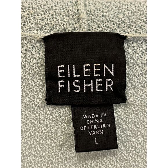 EILEEN FISHER Blue Green Italian Yarn Open Cardigan Top Women's Size Large - Picture 4 of 11